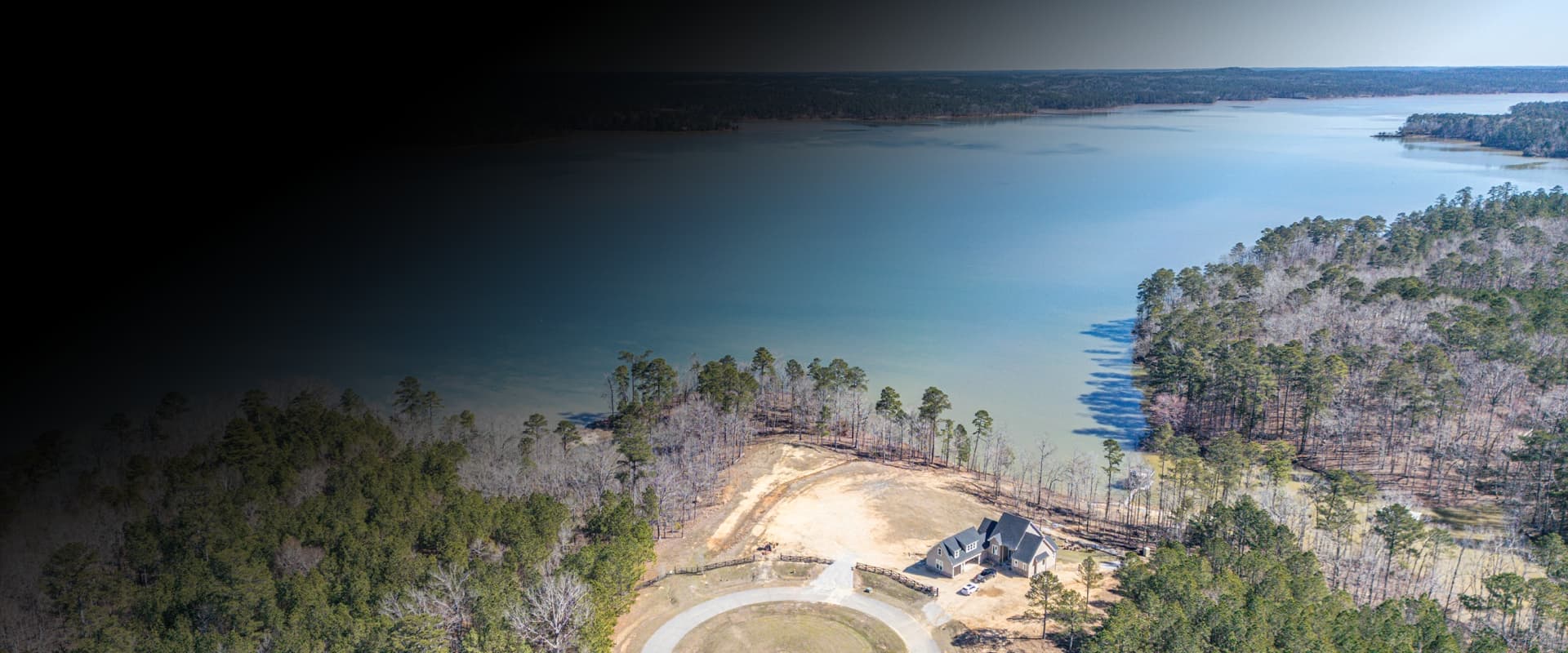 drone photo of beautiful home on Lake Russell, Georgia